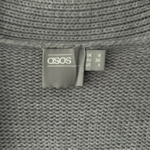 ASOS Women’s Shawl Collar Fisherman Rib Knit Cardigan Sweater Size 4 - Picture 4 of 8